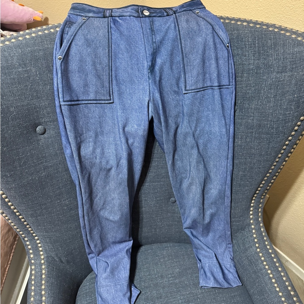 Not Actually Denim Dark Wash Cuffed Pants - Picture 2 of 2